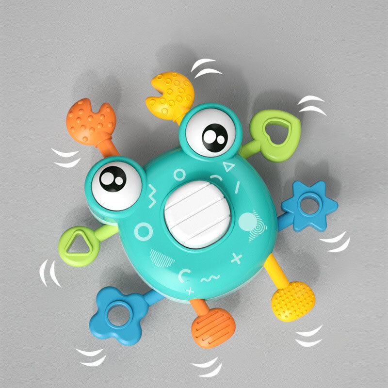 Montessori krab ręcznie palec naciśnij Pull zabawki rozwojowe zabawki dla dzieci 0 12 miesięcy zabawka do kąpieli silikonowe gryzaki dla grzechotka dla dzieci zabawki