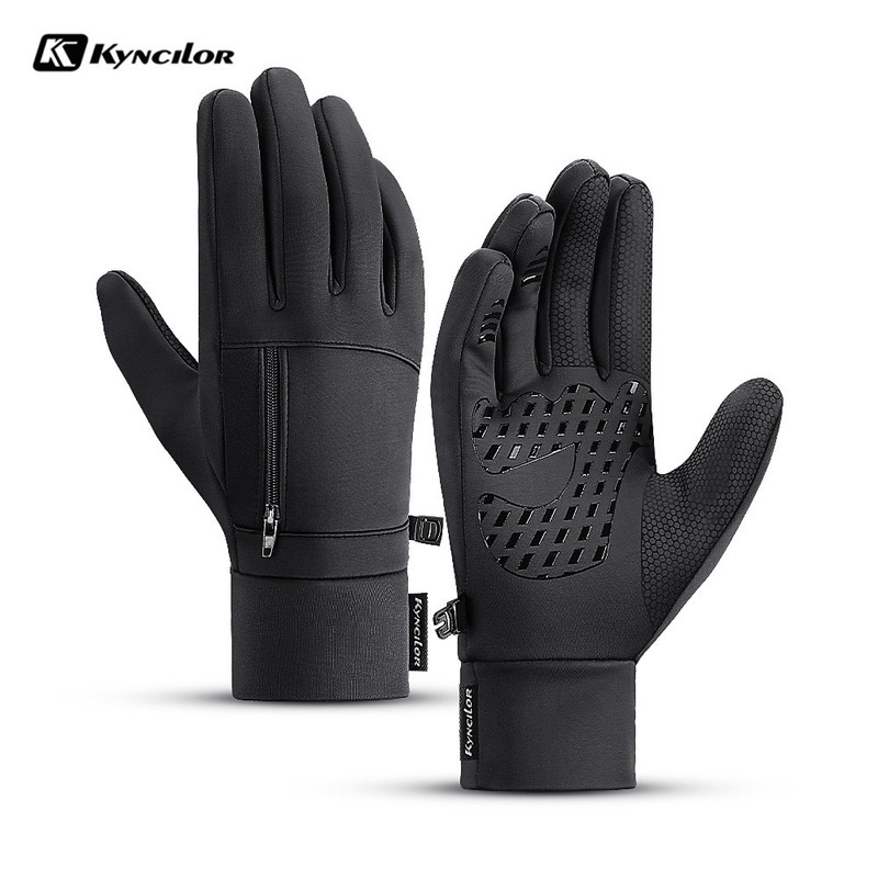 Winter Men Women Ski Snow Gloves Waterproof Cycling Gloves Full Finger Warm Thermal Fleece Gloves with Small Zipper Pocket