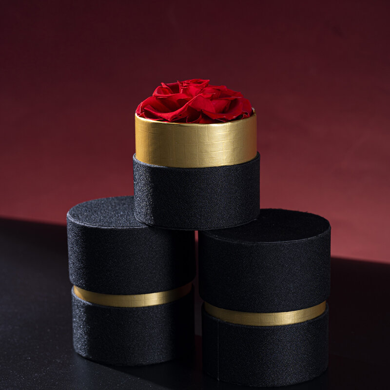 Caja de regalo de cubo de abrazo redondo con borde de oro rosa eterno Natural, decoración del hogar, fiesta de Festival, regalo del Día de San Valentín