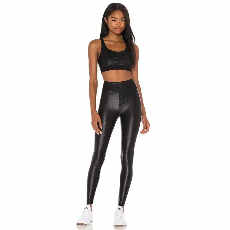 Women's New Fashion Hot Stamping Yoga Clothes High Waist and Leg Exercise Fitness Suit Two-piece Suit