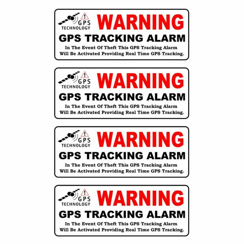 Pegatina de advertencia GPS para ventana de coche, calcomanía antirrobo roja y negra de 10x4cm, impermeable, alarma de seguimiento GPS para vehículo, 4 piezas