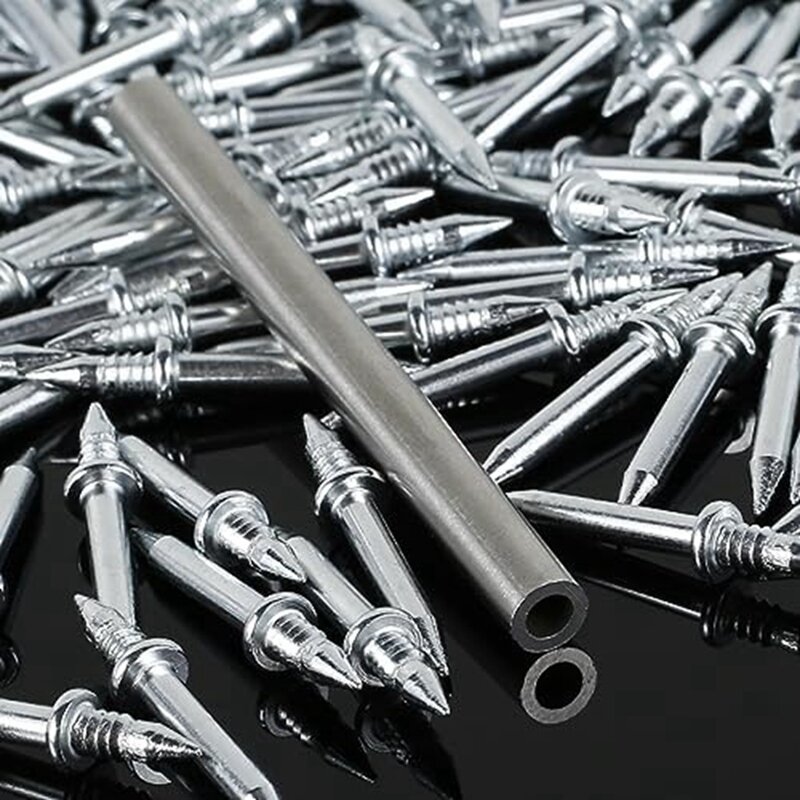 200 Pcs Double-Head Skirting Thread Seamless Nail, Rust-Proof No Trace Skirting Thread Screws Set With 2 Rods, With Nail