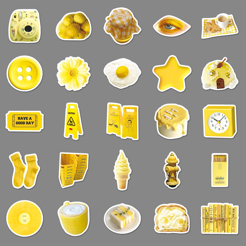 50 Stück gelb ins Element Serie Graffiti Aufkleber geeignet für Laptop Helm Desktop-Dekoration DIY Aufkleber Spielzeug Großhandel
