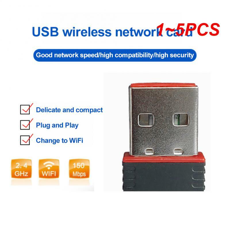 Mini usb adaptador wifi sem fio, 150mbps, placa de rede lan 802.11b/n rtl8188 para pc e desktop, 1 a 5pcs