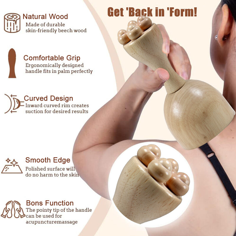 1Pc Wood Therapy Cup, Wood Therapy Massage Tools for Body Shaping,Body Sculpting Tool for Lymphatic Drainage Cellulite Reduction