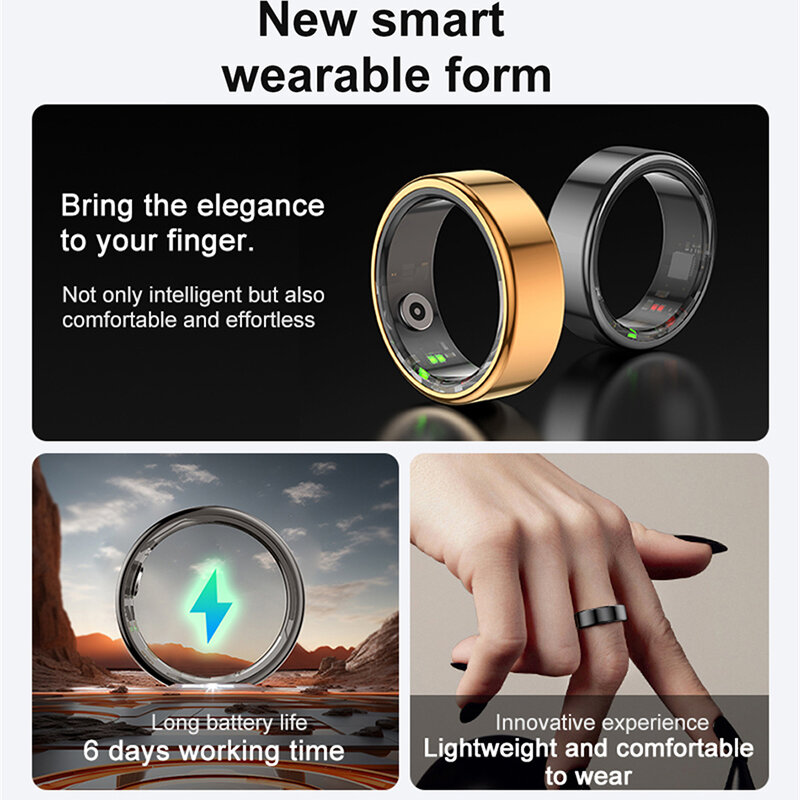 Cincin pintar tahan air 5ATM Pria Wanita, cincin pintar olahraga 2024 + mode olahraga pemantauan kesehatan pelacak kebugaran tahan air 100