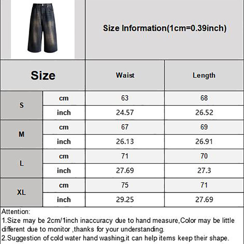 Y2k-pantalones vaqueros recortados para hombre y mujer, Shorts holgados hasta la rodilla, pierna ancha, talla grande, 2024