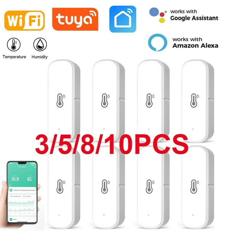Aubess-Tuya WiFi Sensor de Temperatura e Umidade Inteligente, Termômetro Conectado em Casa, Compatível com Vida Inteligente, Alexa, Google Assistente