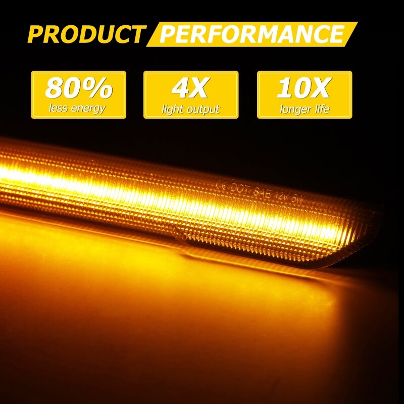 4Pcs Car Side Marker Lamp Smoked Shell Amber Light For GMC Sierra 2500 3500HD 2020-2023