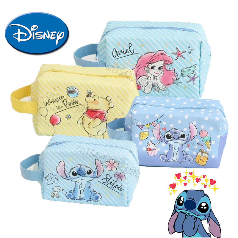 Cartoon Disney Stitch Makeup Bag Large Capacity Cosmetic Bags & Cases for Girls Student Travel Multifunctional Storage Bag