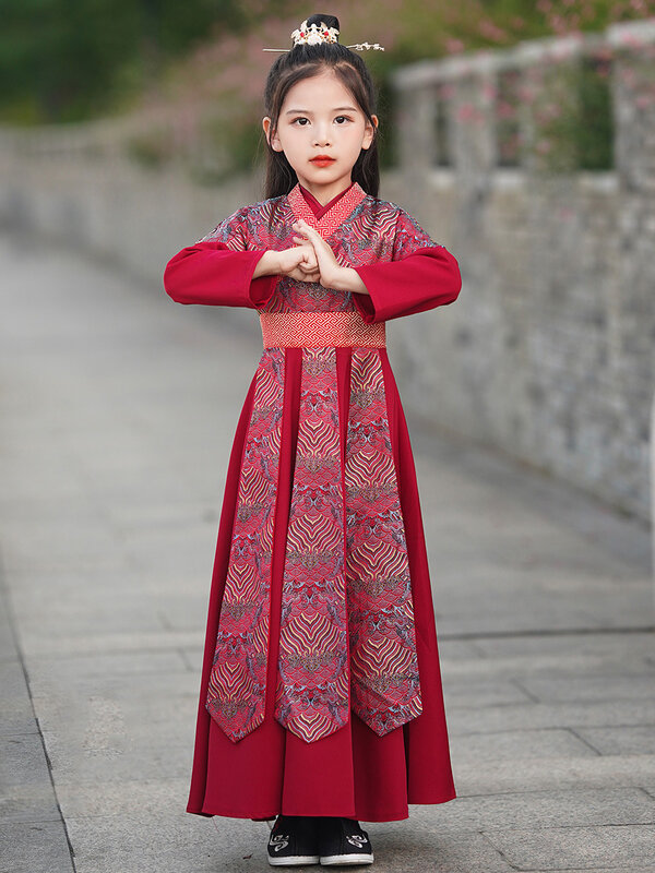 Robe chinoise de prairie Hanfu pour enfants, broderie traditionnelle, costume d'arts martiaux, cosplay, kimono, uniforme étudiant, garçons et filles