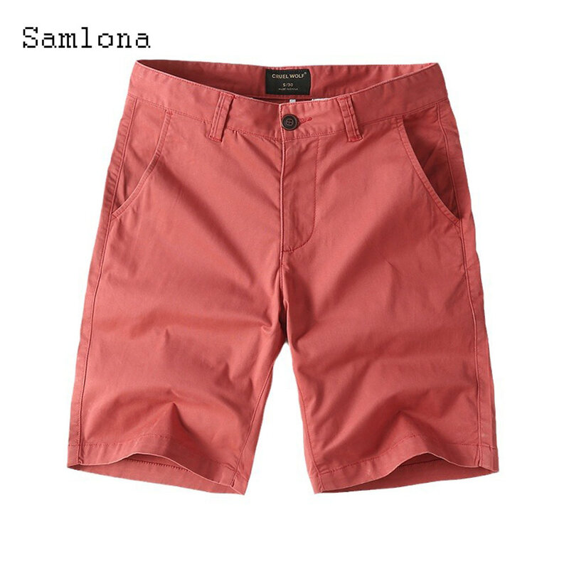 Samlona Plus Size Mens Fashion Leisure Shorts Male Stand Pocket Short Pants 2024 Summer New Outdoor Cargo Shorts Men Clothing