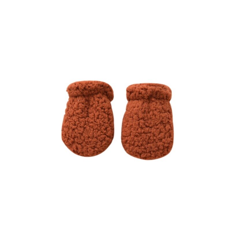Теплые варежки для новорожденных однотонные перчатки в европейском стиле для маленьких мальчиков и девочек осенне-зимние плотные плюшевые перчатки для лица против царапин