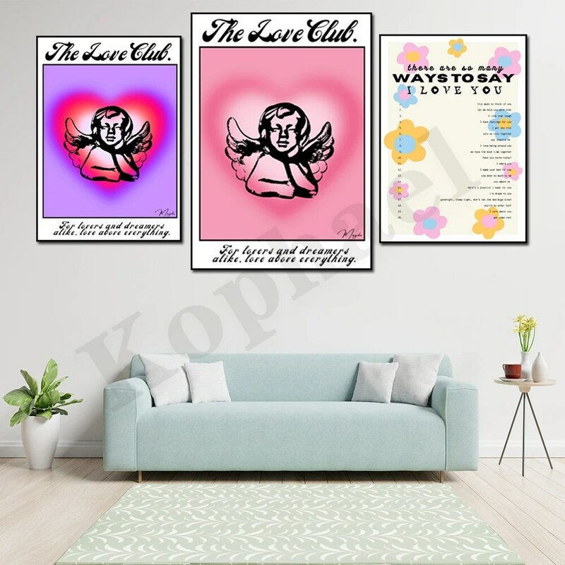 Abstract Colorful Fashion Wall Art Dream Cherub Gradient Aesthetic Poster
