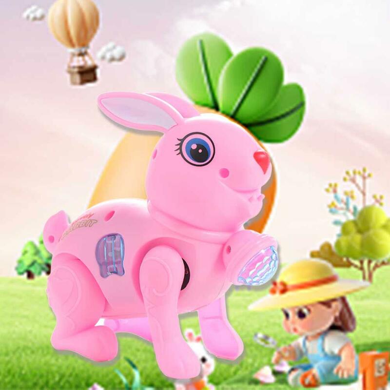 Новый мультяшный электронный ходячий кролик, музыкальная Милая Люминесцентная игрушка с тянущимся канатом, игрушки для детей, обучающие игрушки для ползания