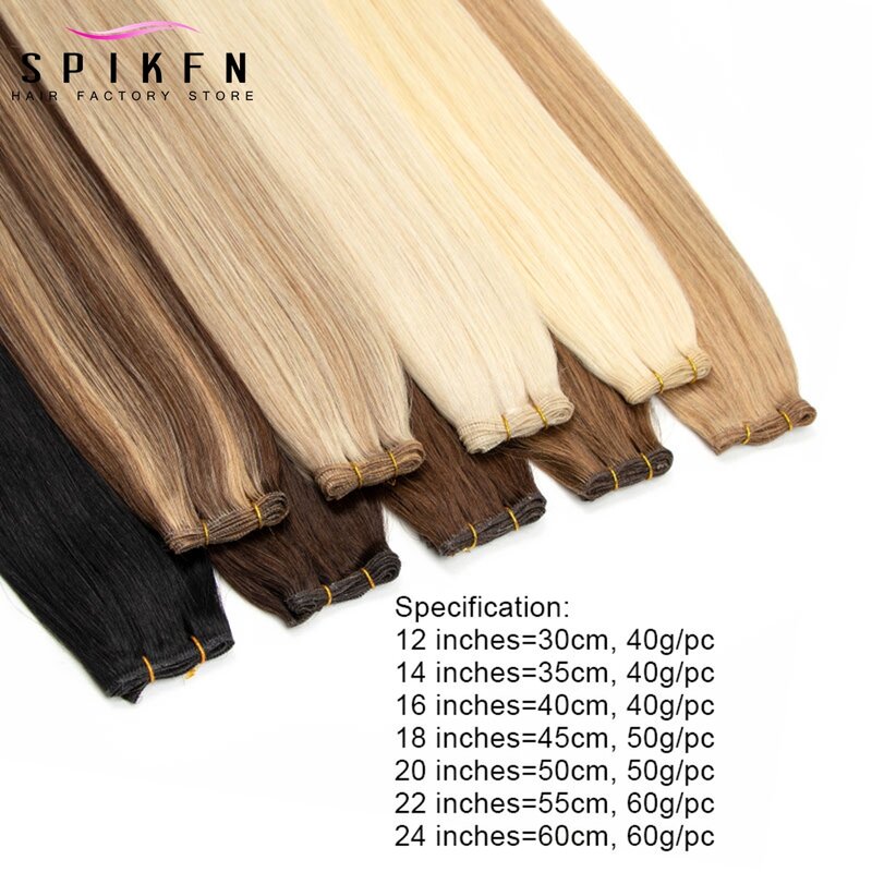 Invisible Genius Weft Human Hair Wefts Extensions 12"-24" Straight Lightweight Hair Bundles Natural Thin Seamless Hair Weaves