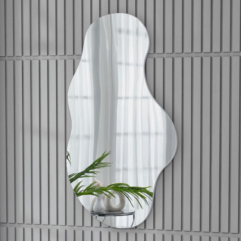 Dressing mirror odd-shaped mirror modern decoration for entrances and living rooms - aesthetic, wall-mounted wave mirror look