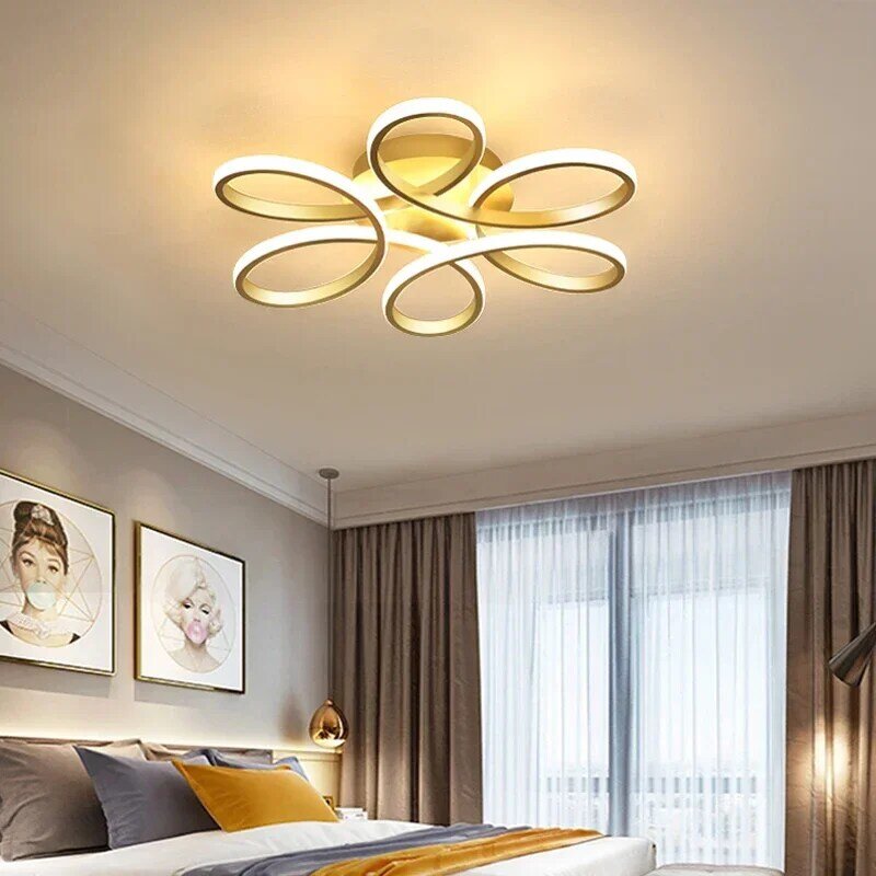 Plafonnier LED à Six Pétales au Design Moderne, Luminaire Décoratif de Plafond, Idéal pour un Salon, une Chambre à Coucher, un Restaurant ou un Couloir