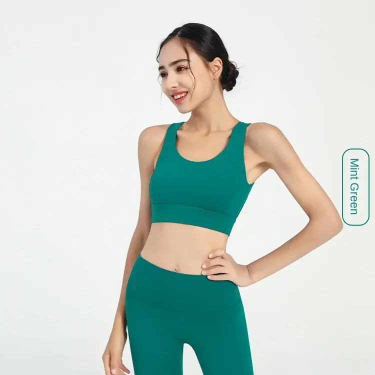2 Stück Frauen Multi Color Yoga Set Fitness Top Tank Sport einfarbigen BH und Outdoor Sport Crop Hosen für sexy Damen Sportswear