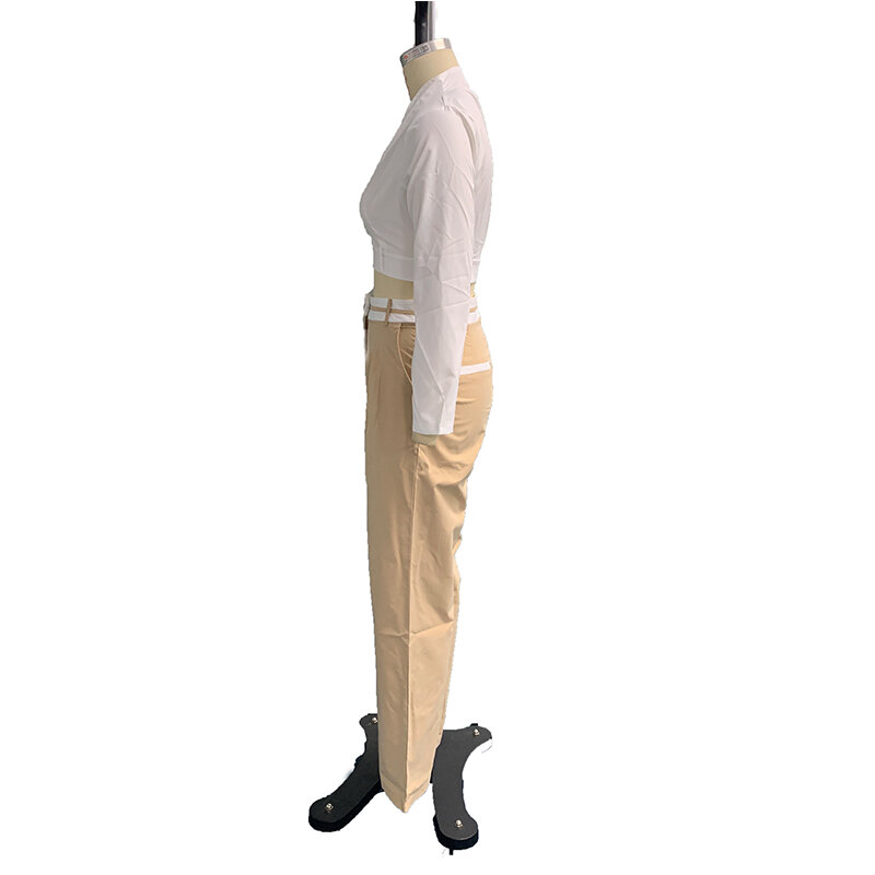 여성용 긴팔 라펠 하이 웨이스트 짧은 상의, 루즈 포켓 바지 세트, 오피스 패션, 단색, 2 피스 세트, 스트리트웨어, 가을