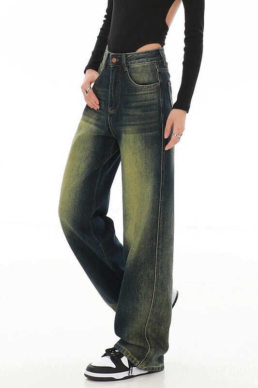 Y2k Damen Vintage Jeans Streetwear Mode hoch taillierte Damen ästhetische Jeans hose bequeme Mutter Hose