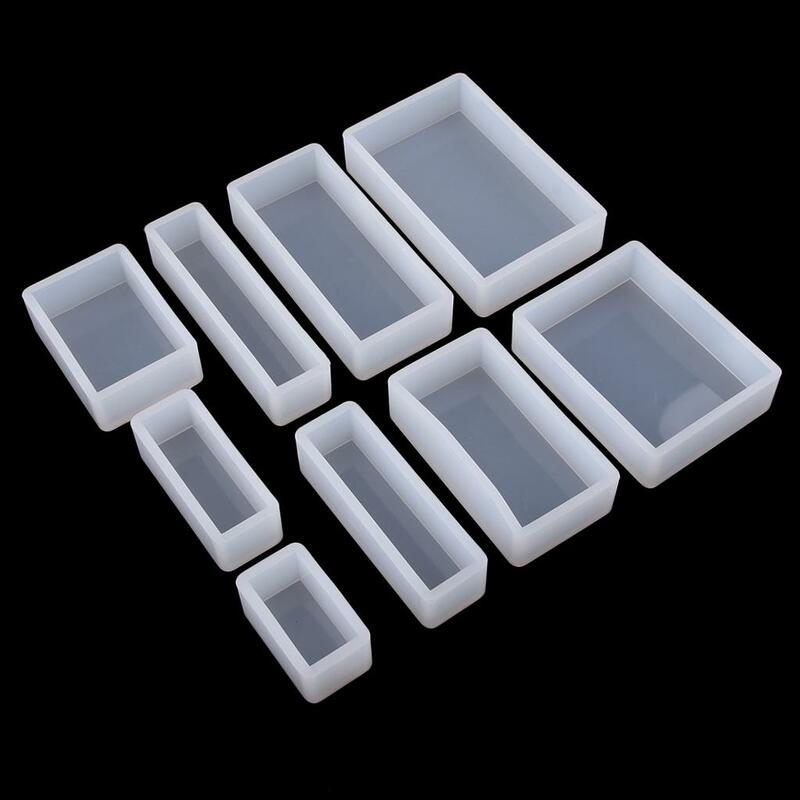 Molde de silicona rectangular de fundición de resina, herramienta de fabricación de joyas DIY, 9 unidades