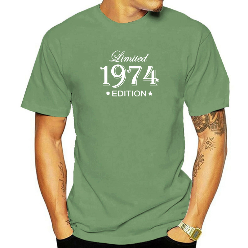 Camisetas De Cumpleaños de edición limitada Vintage, Regalos divertidos de 48 años, ropa de calle de algodón, camiseta de manga corta, 1974