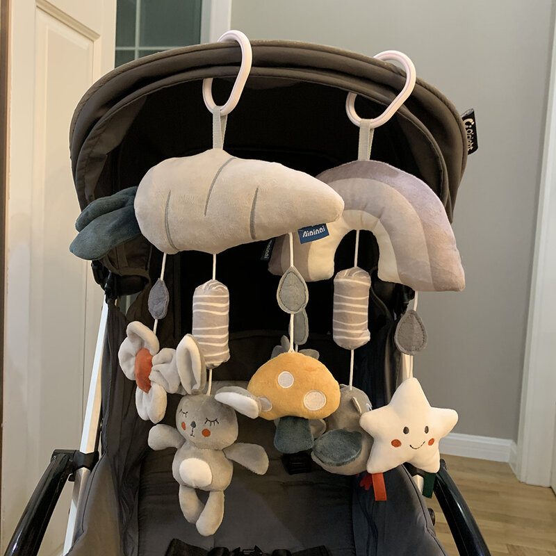 Zabawki dla niemowląt 0-12 miesięcy Pluszowe grzechotki dla niemowląt Przenośne wiszące łóżeczko Fotelik samochodowy Zabawki do wózka Zabawki sensoryczne na prezent dla noworodka