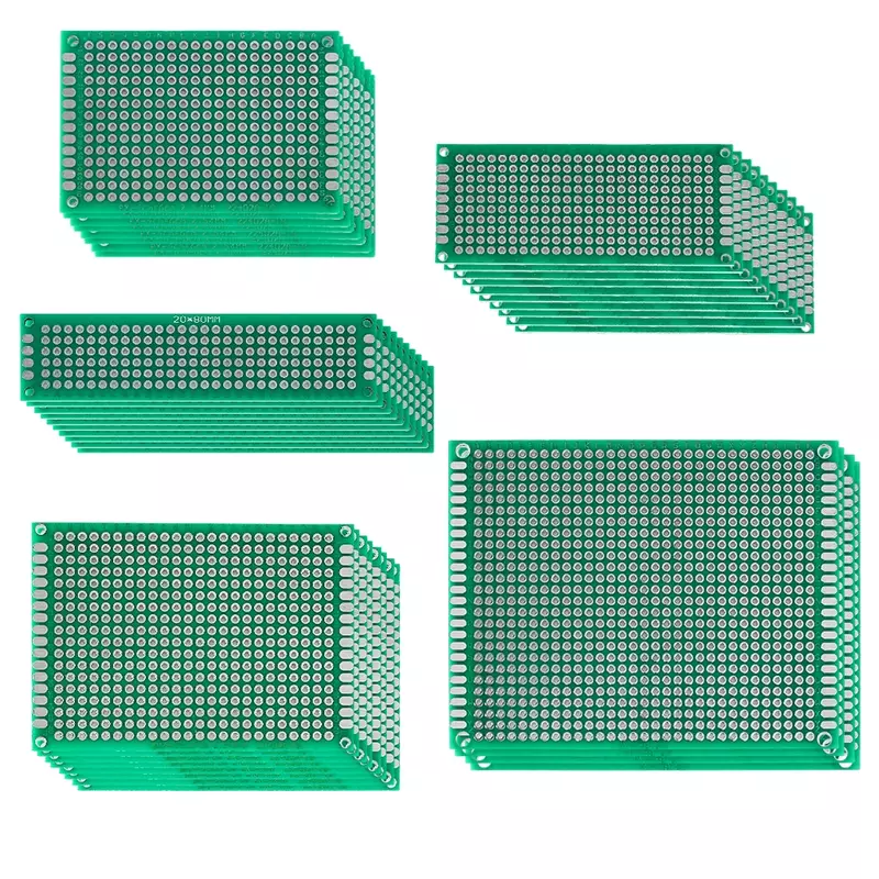 Juego de placas de circuito PCB de doble cara, 40 piezas, tamaño 5, 2x8cm, 3x7cm, 4x6cm, 5x7cm, 7x9cm