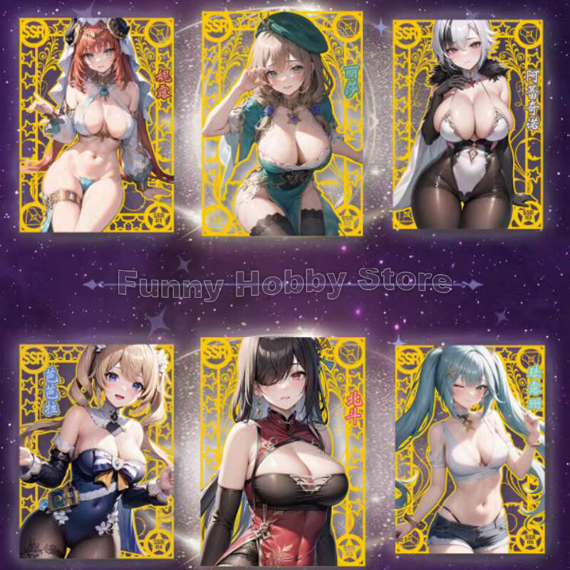 2023 New Goddess Story Collection Cards Genshin Impact Metal Cards Bikini Girl Party Booster Box Rare Card Children's Toy Gift