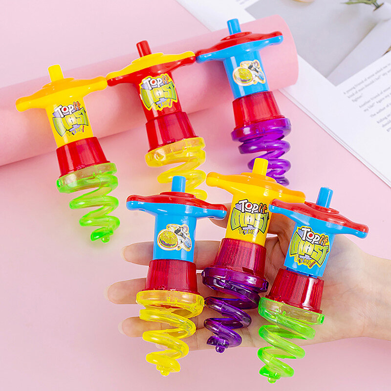 Innovative und praktische große Feder Kreisel leuchtende Spielzeug blinkende Boden Gyroskop Stütze mit Launcher Kinder Geschenke