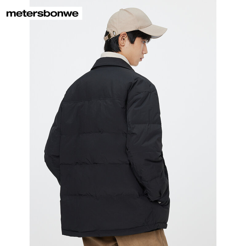 Metersbonwe-メンズベーシックダウンジャケット、ラペルカラーのパーカーコート、暖かいジャケット、ゆったりとしたアウター、ブランドトップス、新しいファッション、2023