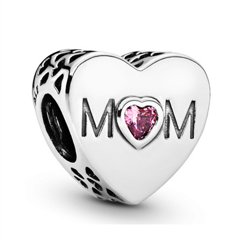 Conjunto de accesorios de bricolaje para el día de la madre, 45 piezas, serie rosa, cuentas colgantes, compatible con Pandora, collar, pulsera, llavero, joyería