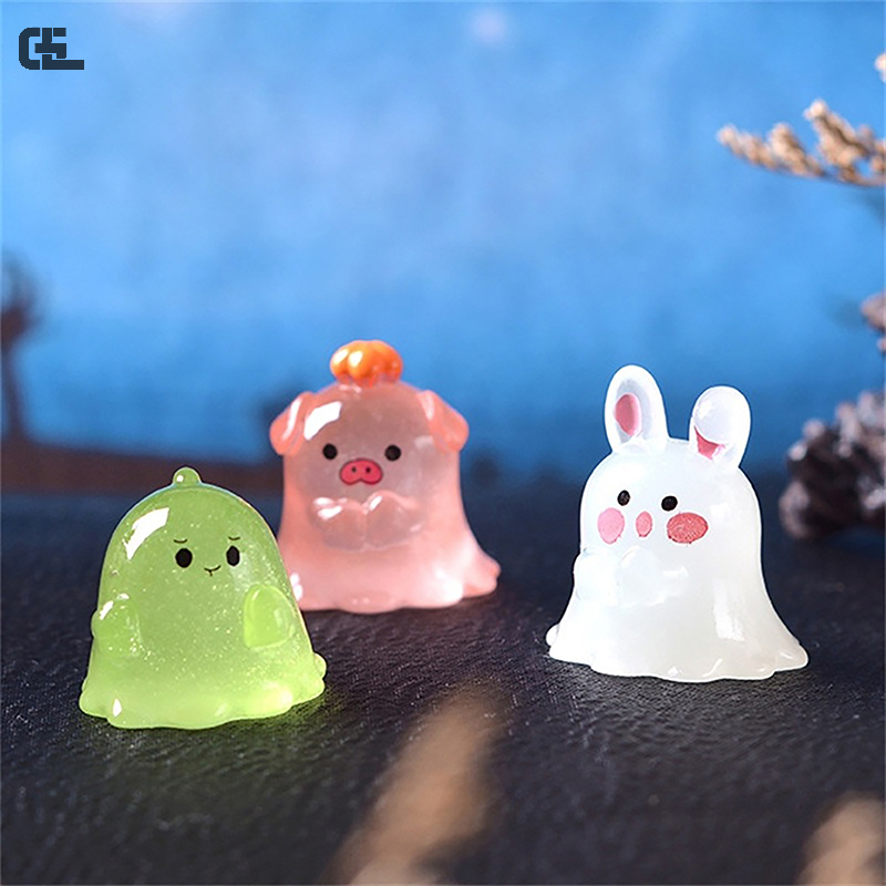 Luminoso coniglio drago ornamento cartone animato rana maiale figurina bambola fantasma Micro paesaggio decorazioni natalizie casa delle bambole giocattolo in miniatura