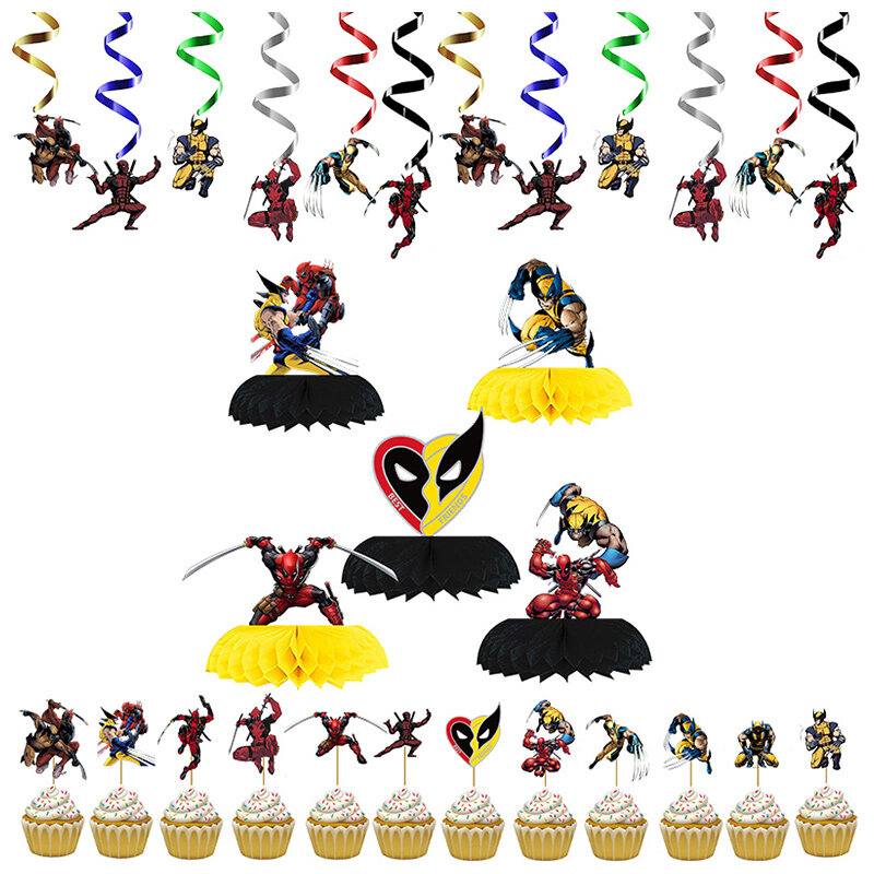 Deadpool Wolverine Verjaardagsfeest Decoraties Ballon Sticker Honingraat Spiraal Cupcake Baby Shower Benodigdheden Voor Kinderen