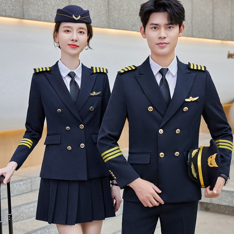 Double-Breasted Security Overalls Business Suit Captain Aviation School Stewardess Spoorwegklasse Uniform