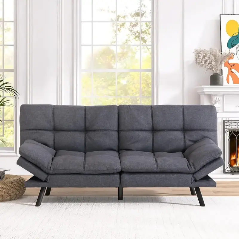 Canapé-lit convertible en mousse à mémoire de forme, divan-lit convertible, futon-dormeur, causeuse, petit fendage, moderne pour salon, appartement, gris moyen