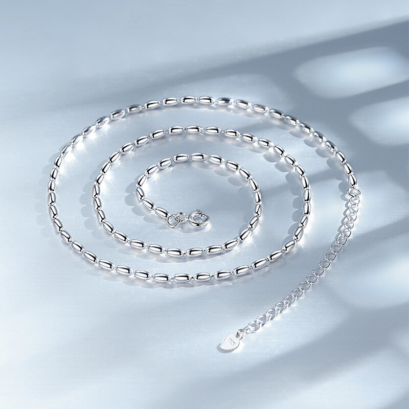 Collier en argent Sterling 925 avec perles géométriques simples, chaîne de clavicule brillante et délicate au ras du cou, bijou à la mode pour femmes