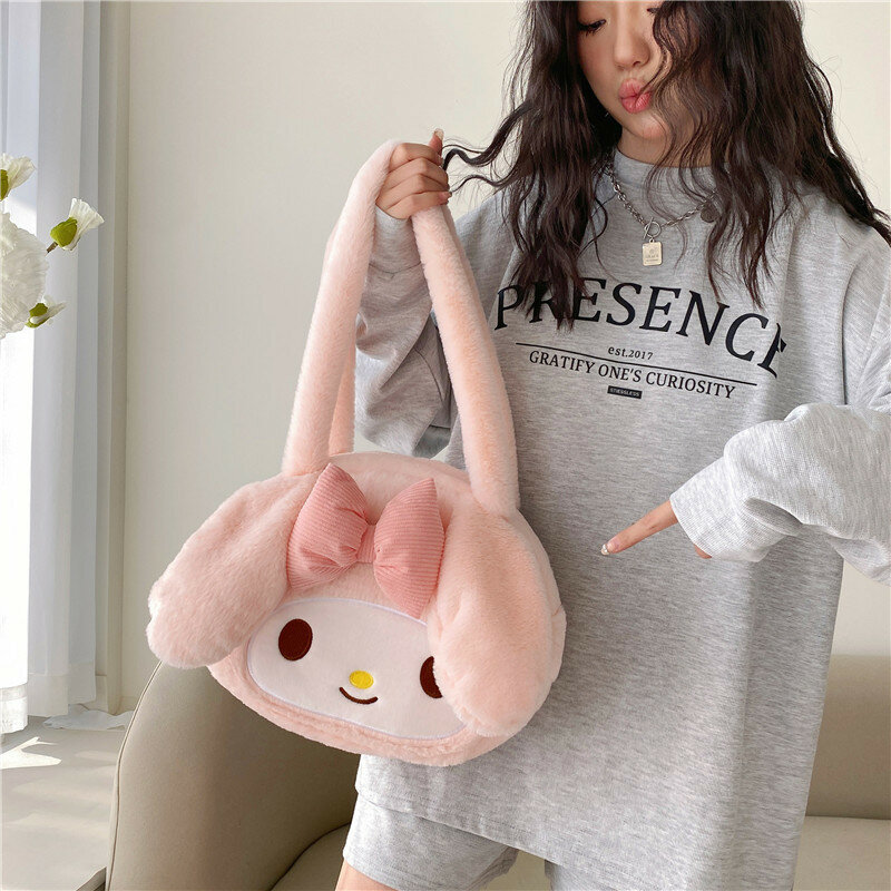 Plushies Sanrio Shoulder Bag Kuromi My Melody Handbag Cinnamoroll Plush Bag Woman High Capacity Tote Bagpack Gifts Free Shipping