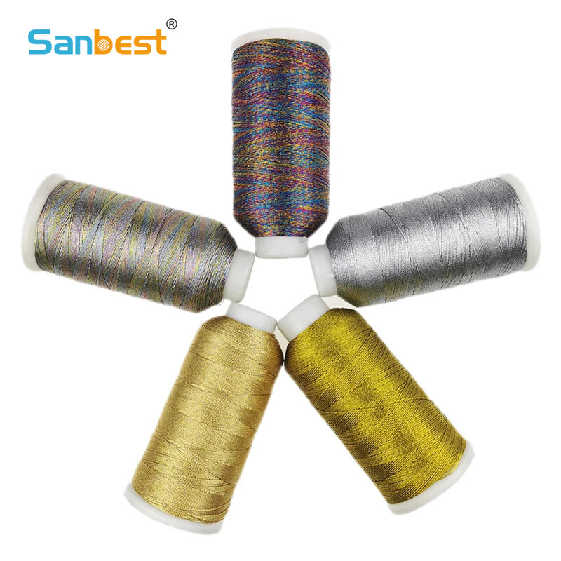 Sanbest-Hilo de tejer metálico de 6 hebras, hilo de efecto brillante para joyería, manualidades DIY, pulsera, hilo de punto, Rosa-87