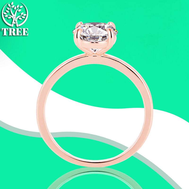 ALITREE 3ct Oval D Color Moissanite Rings s925 Sterling Sliver Rose Gold Diamond Cocktail Ring for Women Wedding Bands Jewelry