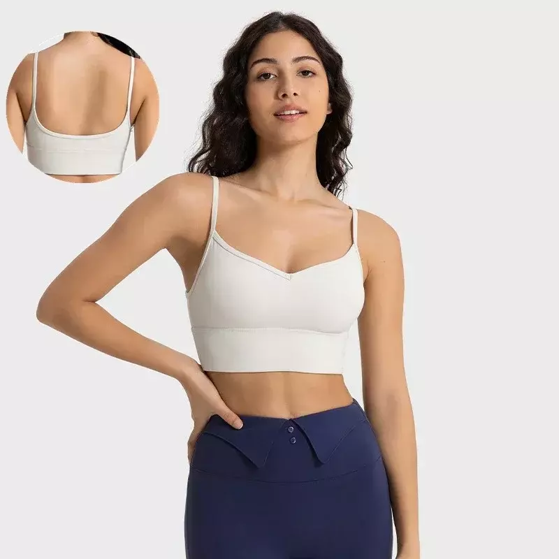 Lemon Sexy Strap U-shaped Back Sport Bra Skincare Moisture Wicking V-neck Yoga Bra Women Fitness Top Creora Fabric Mermaid Curve