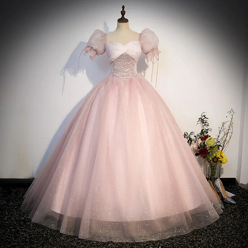 Gaun pernikahan bordir gaun mengembang panjang gaun wisuda tuan rumah gaun pesta ulang tahun gaun pengiring pengantin gaun Prom