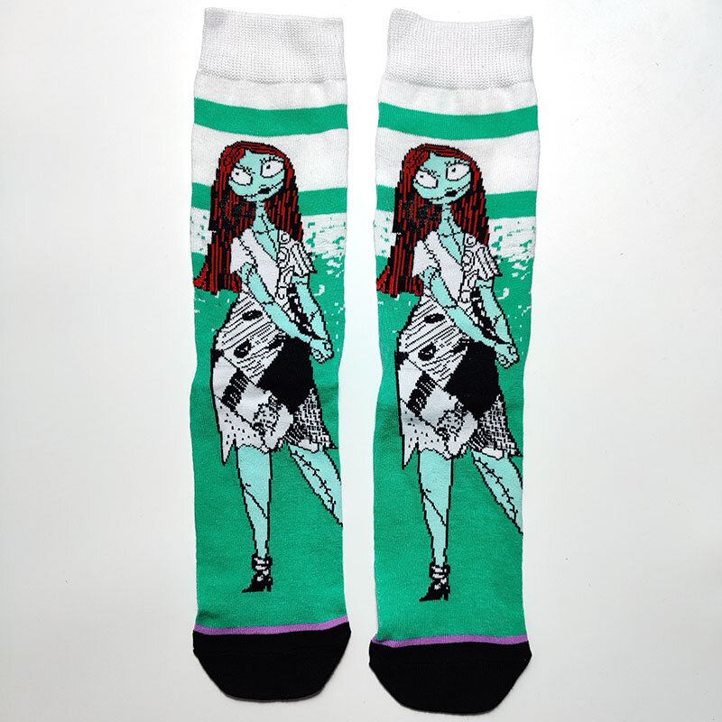 Calcetines largos de algodón con dibujos animados para hombre y mujer, medias divertidas con diseño de Ursula maléfica, Jack, Skellington, Sally, 44 estilos