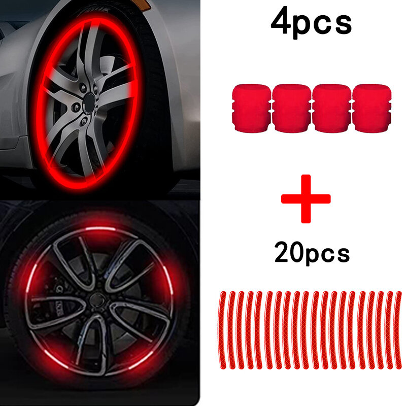 Adesivi riflettenti per ruote auto tappi per valvole luminose accessori universali per mozzo per pneumatici per lo Styling della ruota della bicicletta del motociclo fluorescente