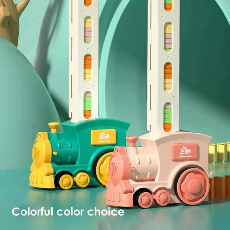 Automatic Laying Domino Train Electric Car Brick Blocks Kits Creative Games Intelligence Educational DIY Toys Kids Birthday Gift