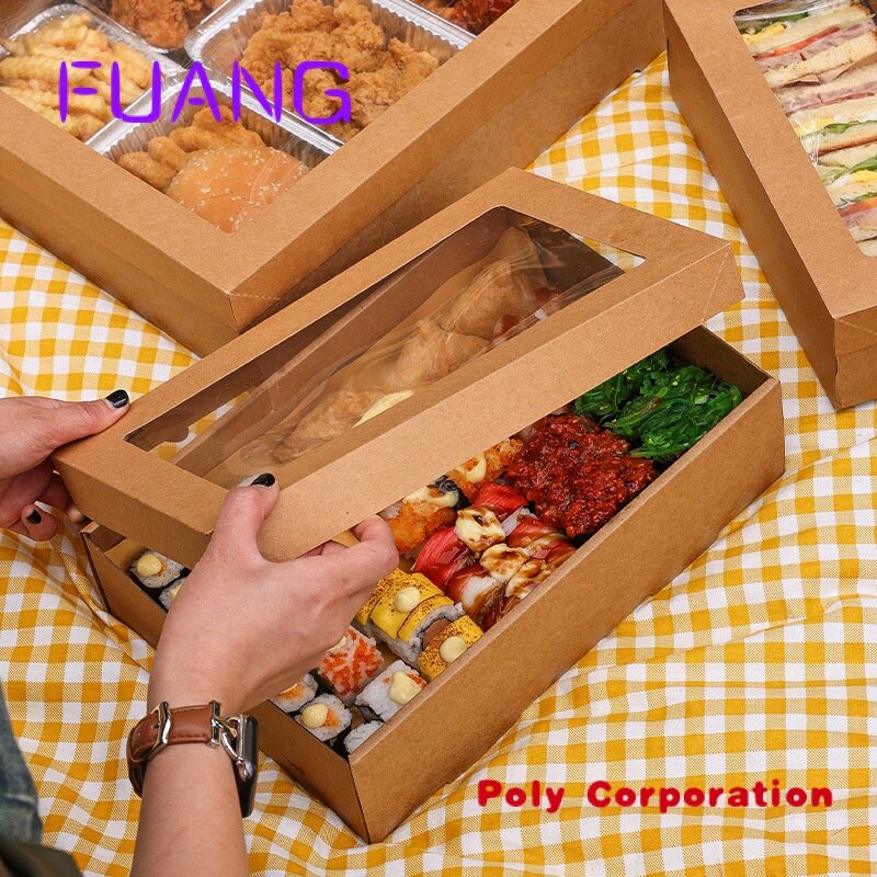 Custom  Customized disposable take away food fried chicken fries burger box kraft catering bread grazing tray platter