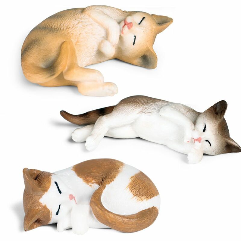 Wissenschaft & Natur Micro Landschaft Pädagogisches Spielzeug Lebensechte Tier Schlafen Kätzchen Figurine Haustier Katze Modell Frühen Lernen