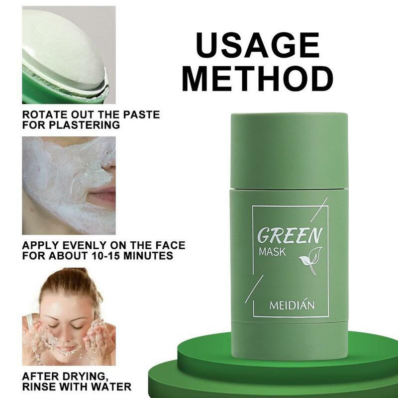 3/5Pcs Girl Green Tea Solid Mask Deep Cleaning Mud Oil Control Anti-Acne Masks Purifying Clay Stick Mask