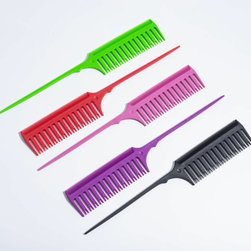 Peine de fibra de carbono con cola puntiaguda de doble cara para peluquería, Partición de cabello, resaltado, peine de teñido, herramientas de peinado